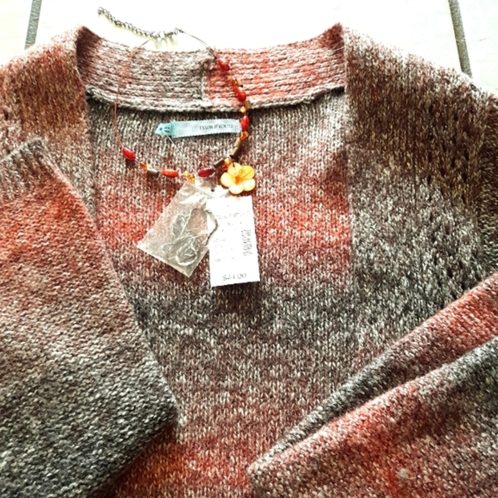 Maurices Open Front Cardigan Peach/Gray Size M NWT